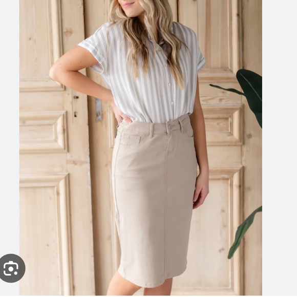 Inherit Co Dresses & Skirts - Inherit Clothing Company Modest Midi 26” Remi Skirt Tawny Taupe 13/14 Large